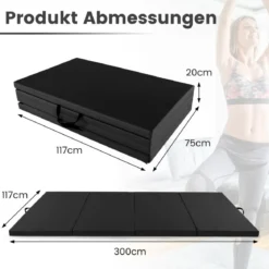 300 x 117 x 5 cm Weichbodenmatte aus Kunstleder mit Kletterverschluss & Tragegriffen