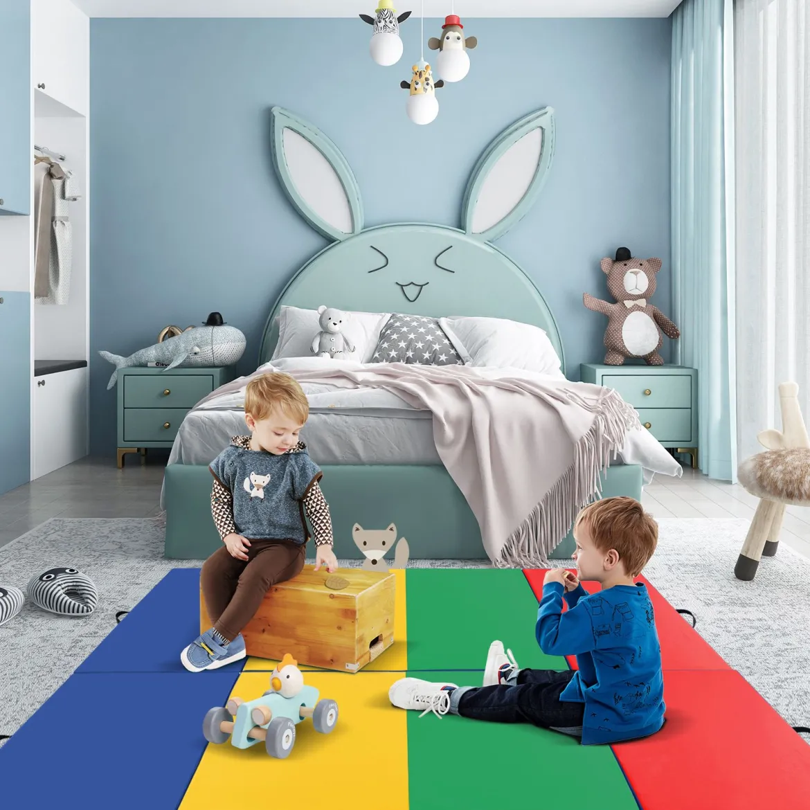 300 x 117 x 5 cm Weichbodenmatte aus Kunstleder mit Kletterverschluss & Tragegriffen