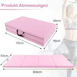 300 x 117 x 5 cm Weichbodenmatte aus Kunstleder mit Kletterverschluss & Tragegriffen