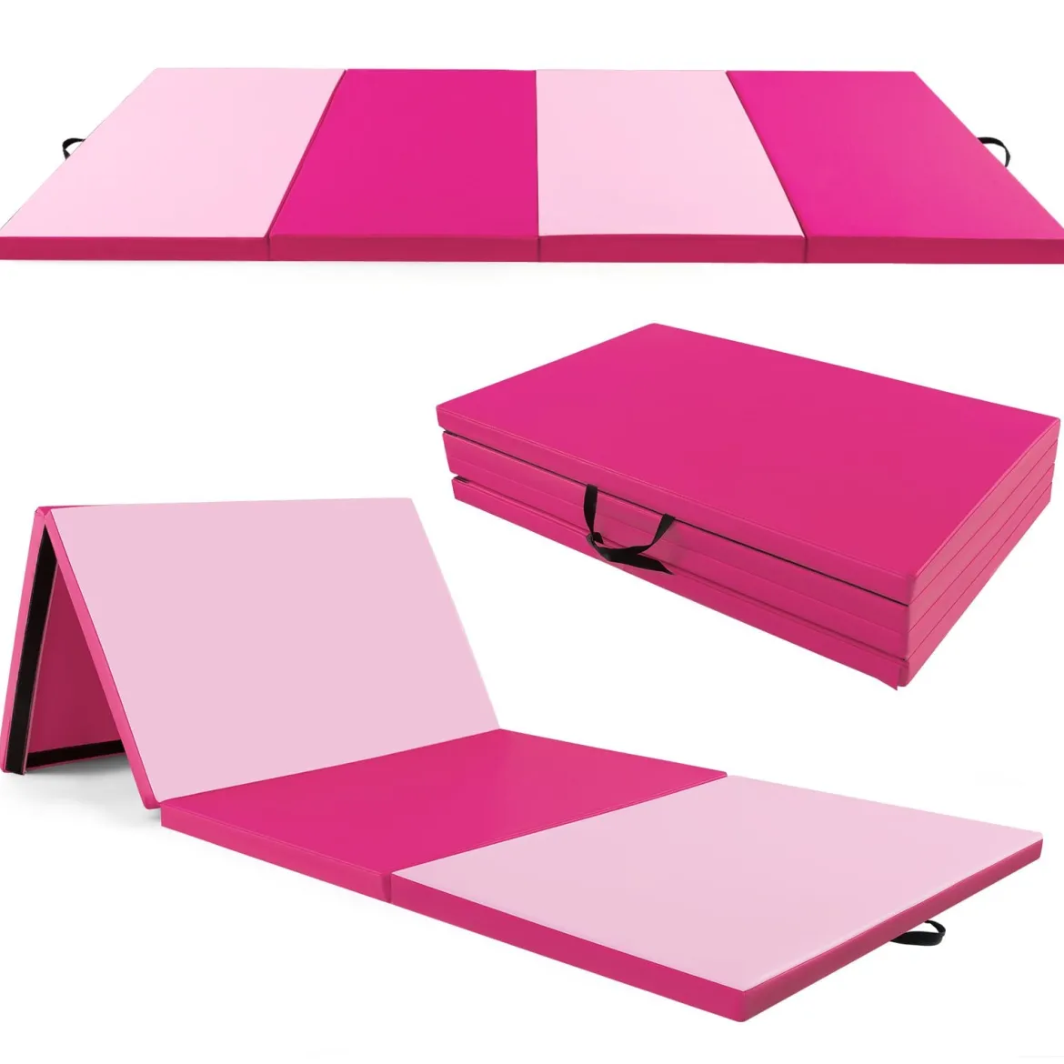 300 x 117 x 5 cm Weichbodenmatte aus Kunstleder mit Kletterverschluss & Tragegriffen