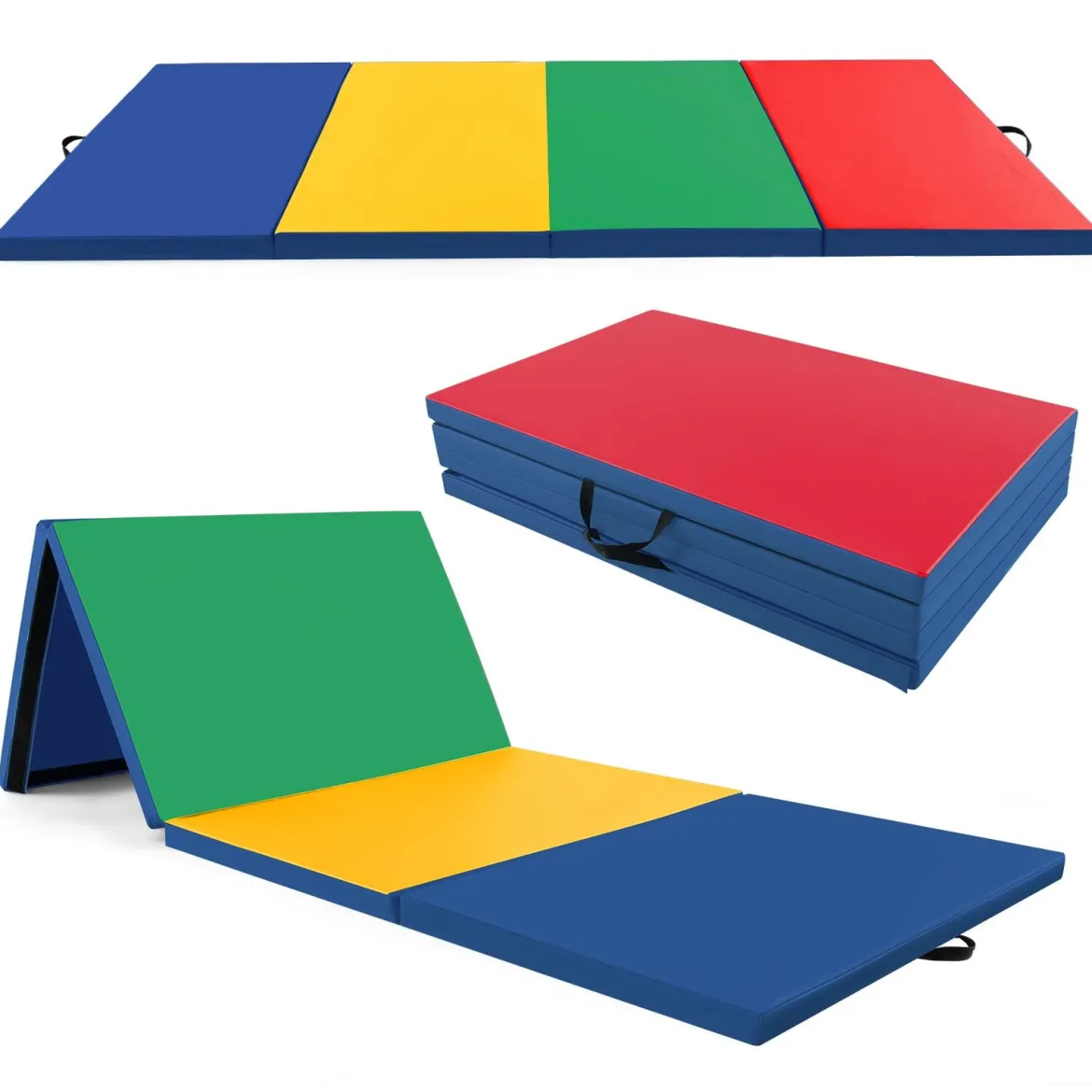 300 x 117 x 5 cm Weichbodenmatte aus Kunstleder mit Kletterverschluss & Tragegriffen