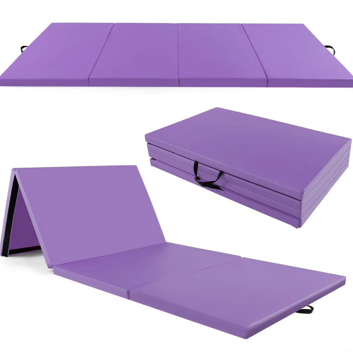 300 x 117 x 5 cm Weichbodenmatte aus Kunstleder mit Kletterverschluss & Tragegriffen