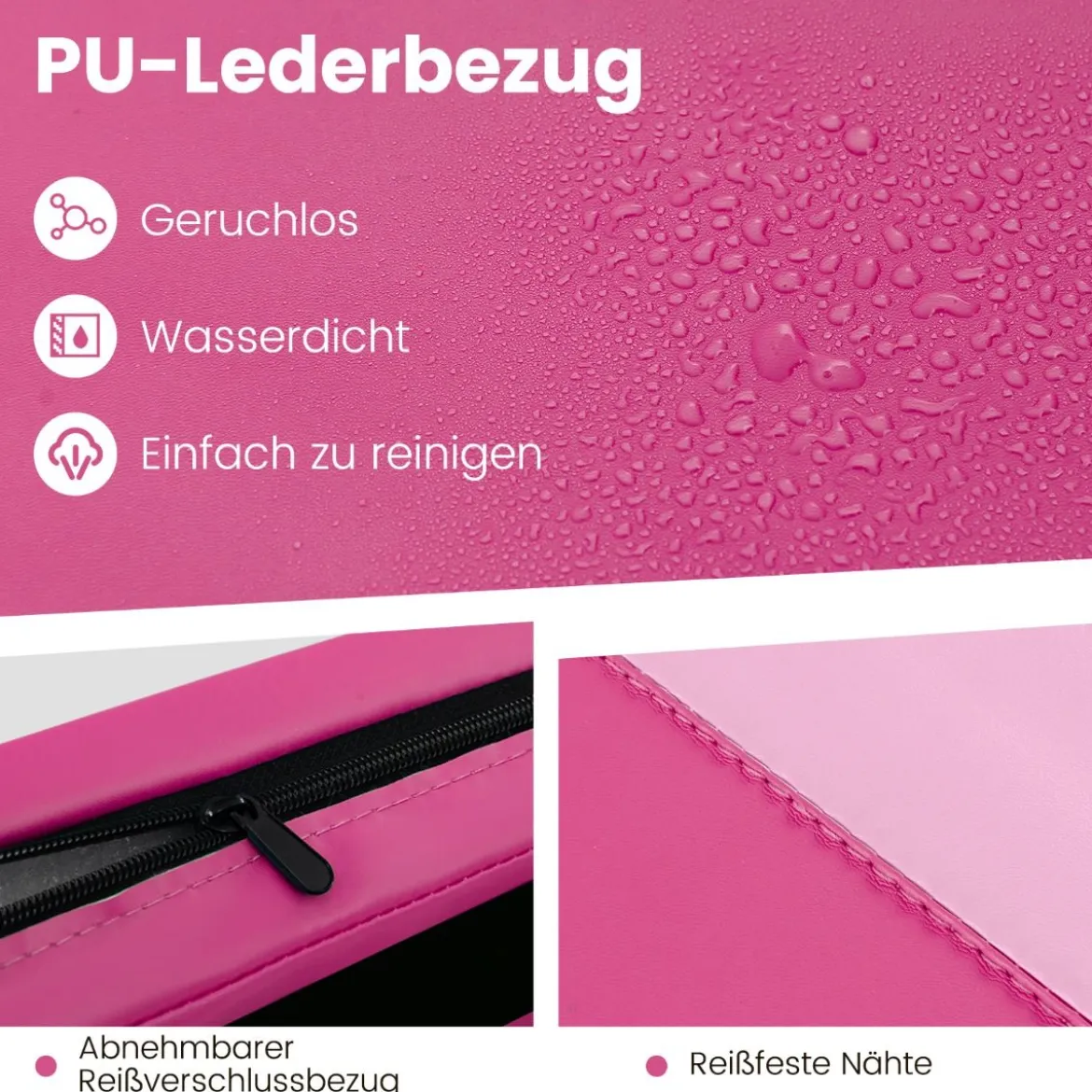 300 x 117 x 5 cm Weichbodenmatte aus Kunstleder mit Kletterverschluss & Tragegriffen