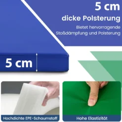 300 x 117 x 5 cm Weichbodenmatte aus Kunstleder mit Kletterverschluss & Tragegriffen