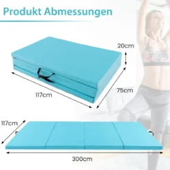 300 x 117 x 5 cm Weichbodenmatte aus Kunstleder mit Kletterverschluss & Tragegriffen