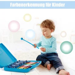 Xylophon mit 25 Tasten für Kinder Präzise Gestimmtes Tasteninstrument 38,5 x 23 x 5 cm Blau