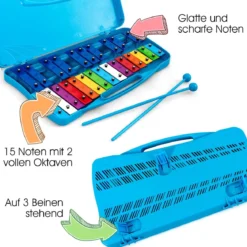 Xylophon mit 25 Tasten für Kinder Präzise Gestimmtes Tasteninstrument 38,5 x 23 x 5 cm Blau