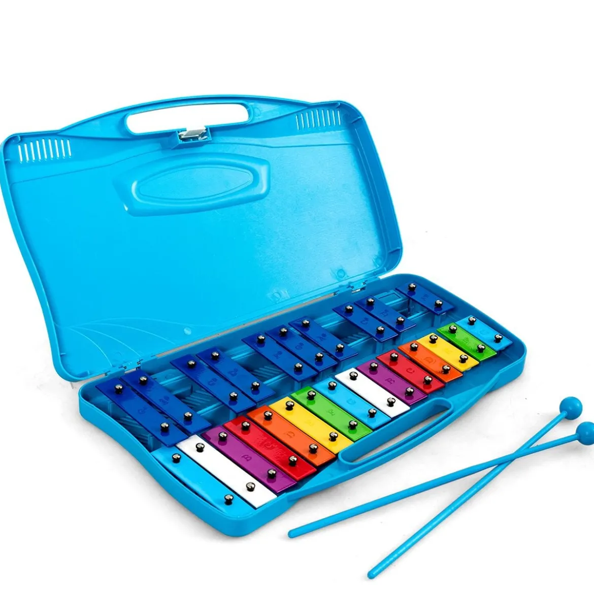 Xylophon mit 25 Tasten für Kinder Präzise Gestimmtes Tasteninstrument 38,5 x 23 x 5 cm Blau