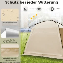 Zelt für 6-8 Personen Campingzelt mit Vorzelt wasserdicht 300 x 300 x 250 cm Beige