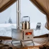 Zeltofen Tragbar Holzofen mit 7 Rauchrohren und Funkenfänger Campingofen aus Edelstahl