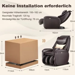 Zero Gravity SL Spur Massagestuhl Liegestuhl mit Ganzkörpermassage Rückenheizung Braun