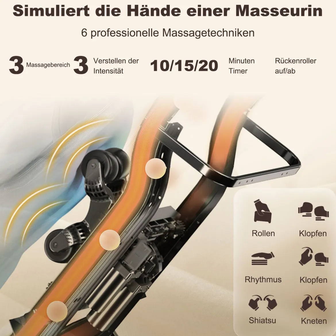 Zero Gravity SL Spur Massagestuhl Liegestuhl mit Ganzkörpermassage Rückenheizung Braun