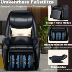 Zero Gravity SL Spur Massagestuhl Liegestuhl mit Ganzkörpermassage Rückenheizung Schwarz