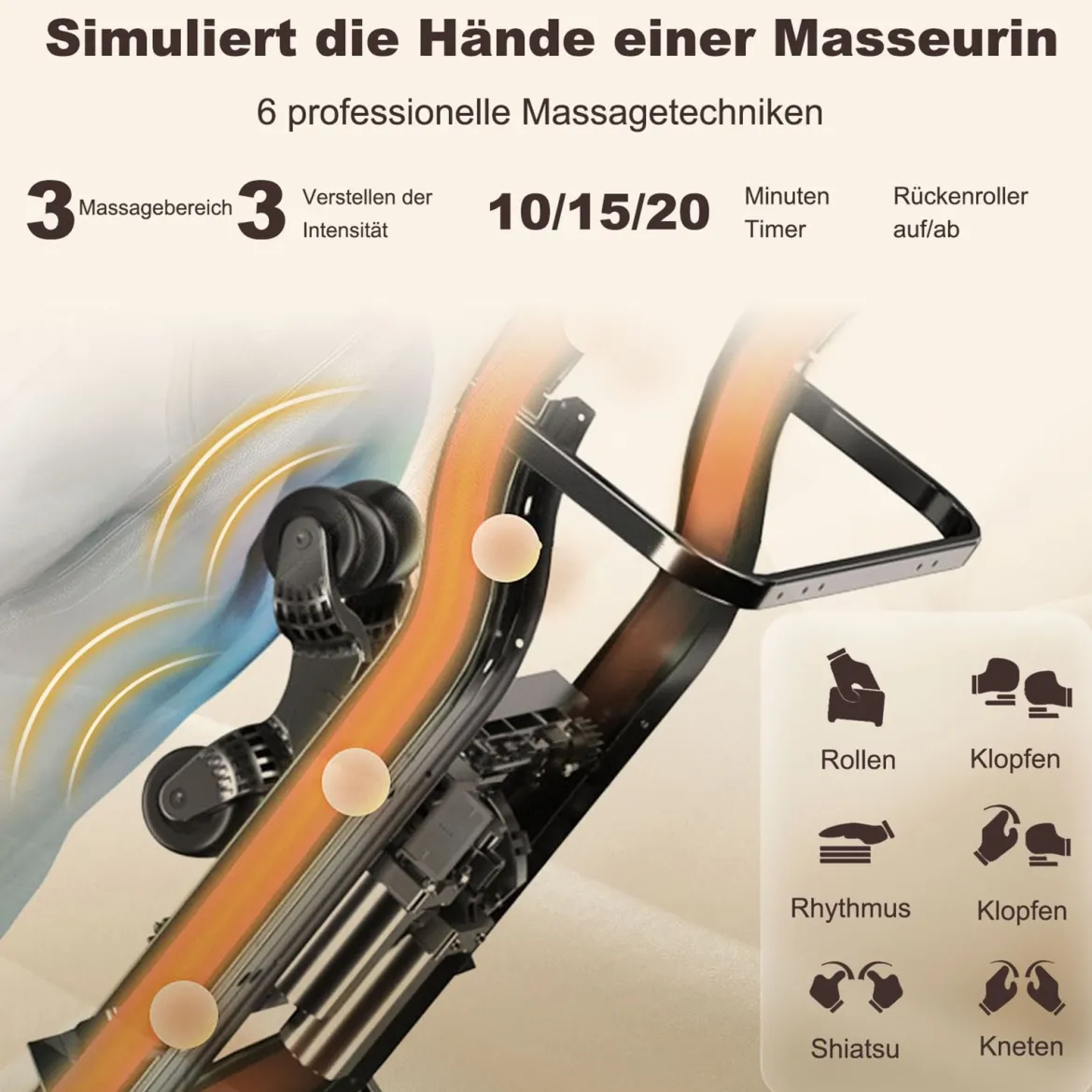 Zero Gravity SL Spur Massagestuhl Liegestuhl mit Ganzkörpermassage Rückenheizung Schwarz