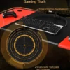 Z-förmiger Gaming Tisch Computertisch PC Tisch mit Becherhalter Kopfhörerhaken & Boxenständer Schreibtisch schwarz/rot