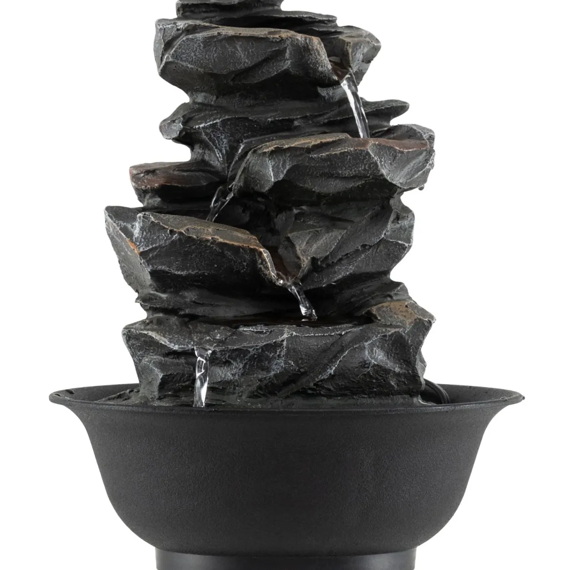 Zimmerbrunnen Wasserfall Tischbrunnen mit Steineffekt Farbigem LED-Licht Zen Wasserbrunnen 21,5 x 26 cm