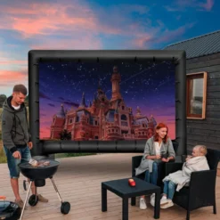 116 Zoll Aufblasbare Beamer Leinwand mit Gebläse & Erdspieße 16:9 4K HD Doppelseitige Projektionsleinwand