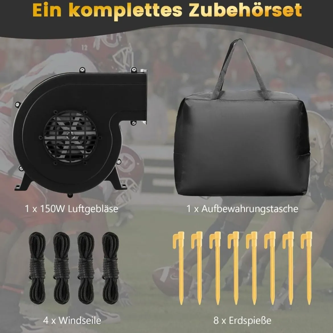 147 Zoll Aufblasbare Beamer Leinwand mit Gebläse & Erdspieße 16:9 4K HD Doppelseitige Projektionsleinwand