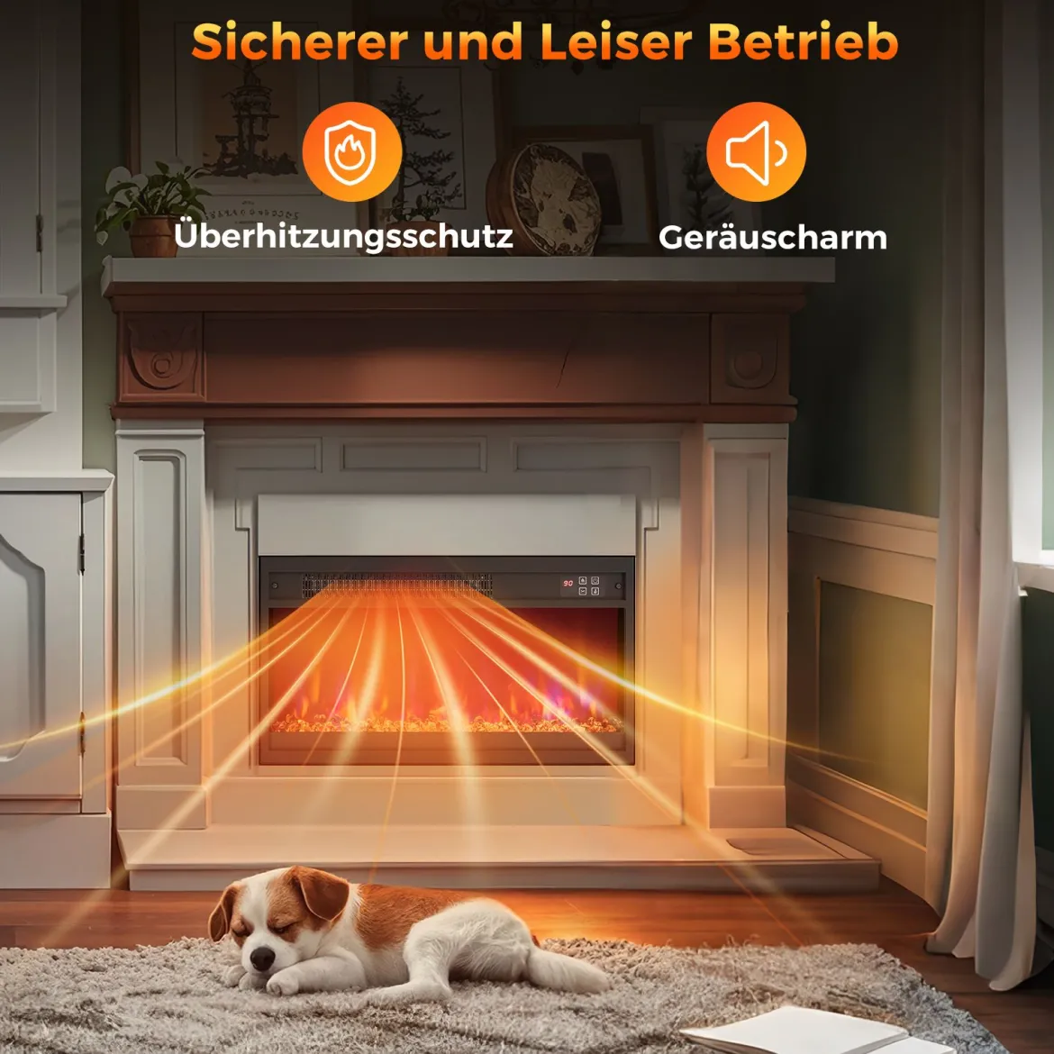 18 Zoll Elektrischer Kamin-Einsatz mit Fernbedienung & Einstellbare Flammenfarbe Kaminheizung