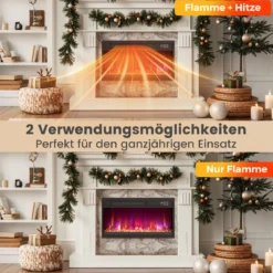18 Zoll Elektrischer Kamin-Einsatz mit Fernbedienung & Einstellbare Flammenfarbe Kaminheizung