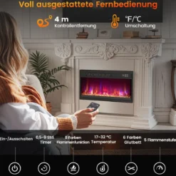 26 Zoll Elektrischer Kamin-Einsatz mit Fernbedienung & Einstellbare Flammenfarbe Kaminheizung