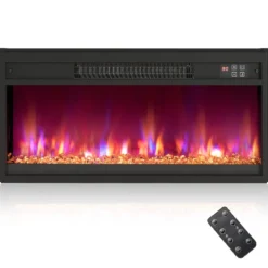 26 Zoll Elektrischer Kamin-Einsatz mit Fernbedienung & Einstellbare Flammenfarbe Kaminheizung