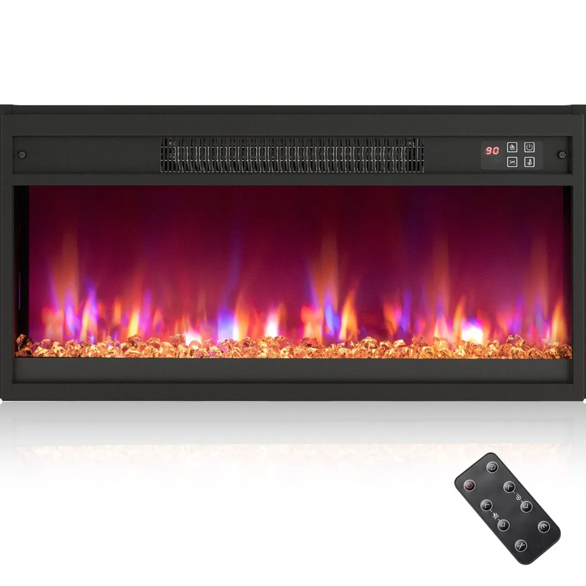 26 Zoll Elektrischer Kamin-Einsatz mit Fernbedienung & Einstellbare Flammenfarbe Kaminheizung