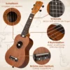 21 Zoll Ukulele Mahagoni Holz Ukulelen-Set mit Tragetasche Plektrum verstellbarem Gurt Natur