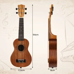 21 Zoll Ukulele Mahagoni Holz Ukulelen-Set mit Tragetasche Plektrum verstellbarem Gurt Natur