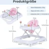 Zusammenklappbarer Lauflernwagen mit Rädern 3-stufig Höhenverstellbar & Abnehmbares Weiches Sitzkissen Rosa
