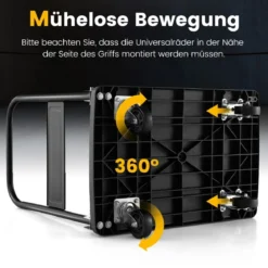 Zusammenklappbarer Plattformwagen mit 200 kg Tragfähigkeit & 360° drehbaren Rädern für einfache Lagerung Schwarz