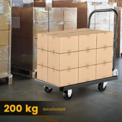 Zusammenklappbarer Plattformwagen mit 200 kg Tragfähigkeit & 360° drehbaren Rädern für einfache Lagerung Schwarz