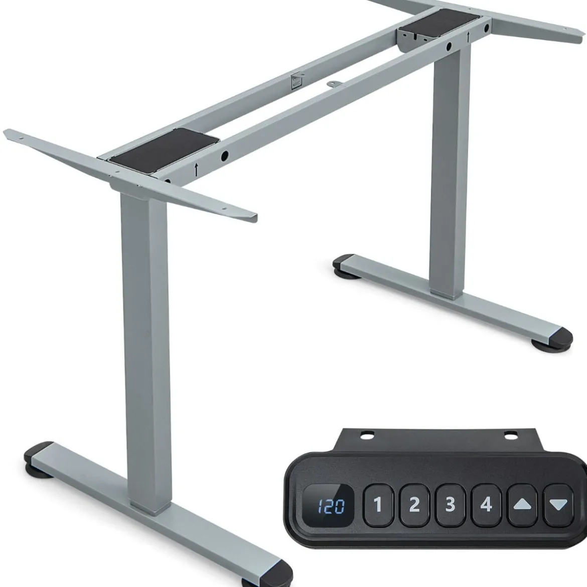 Zweimotoriges Tischgestell Stehpultgestell Pultgestell höhenverstellbar 109-151 x 59 x 70-120 cm Grau