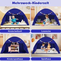 Zwillingsbett-Zelt für Kinder faltbares & tragbares Baldachinzelt für Etagenbett mit 2 Fenstern Navy